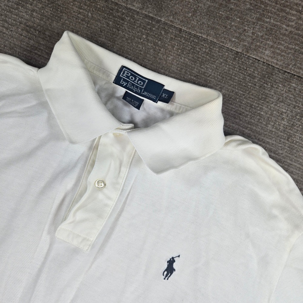 Polo Ralph Lauren Mens XL White Short Sleeve Pony Logo Pique Cotton Polo Shirt